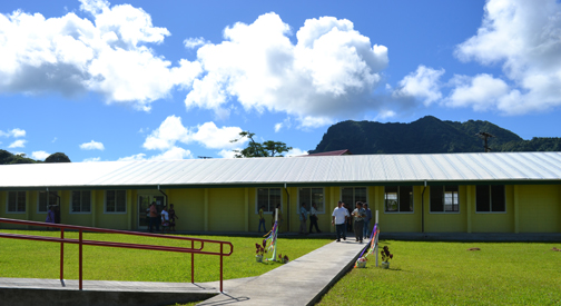 Front view of new building at Kosrae campus.