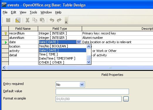 openoffice base table loses data